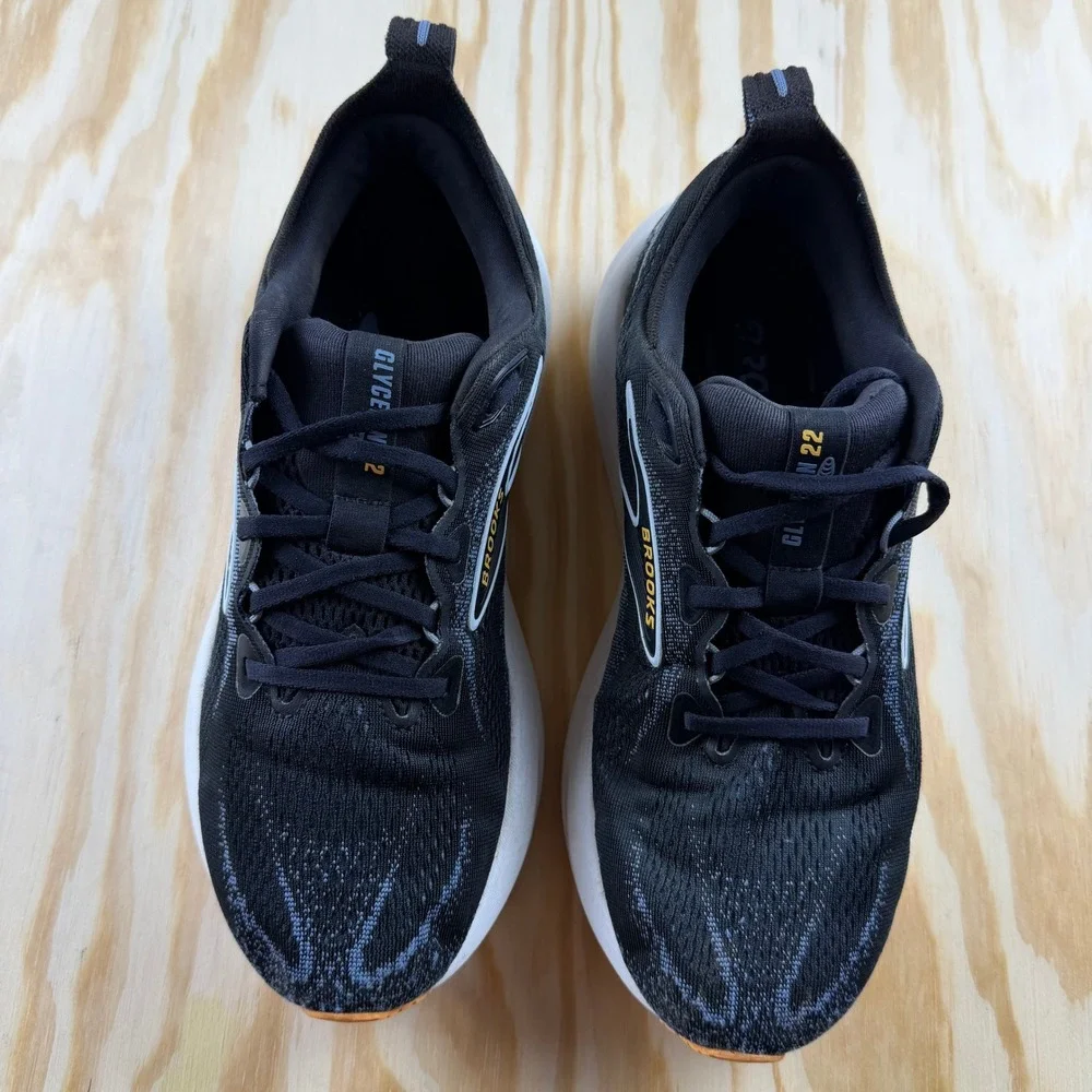 Brooks Glycerin 22 Mens Running Shoes Black White Orange 1104452E013 Wide 2E 8.5